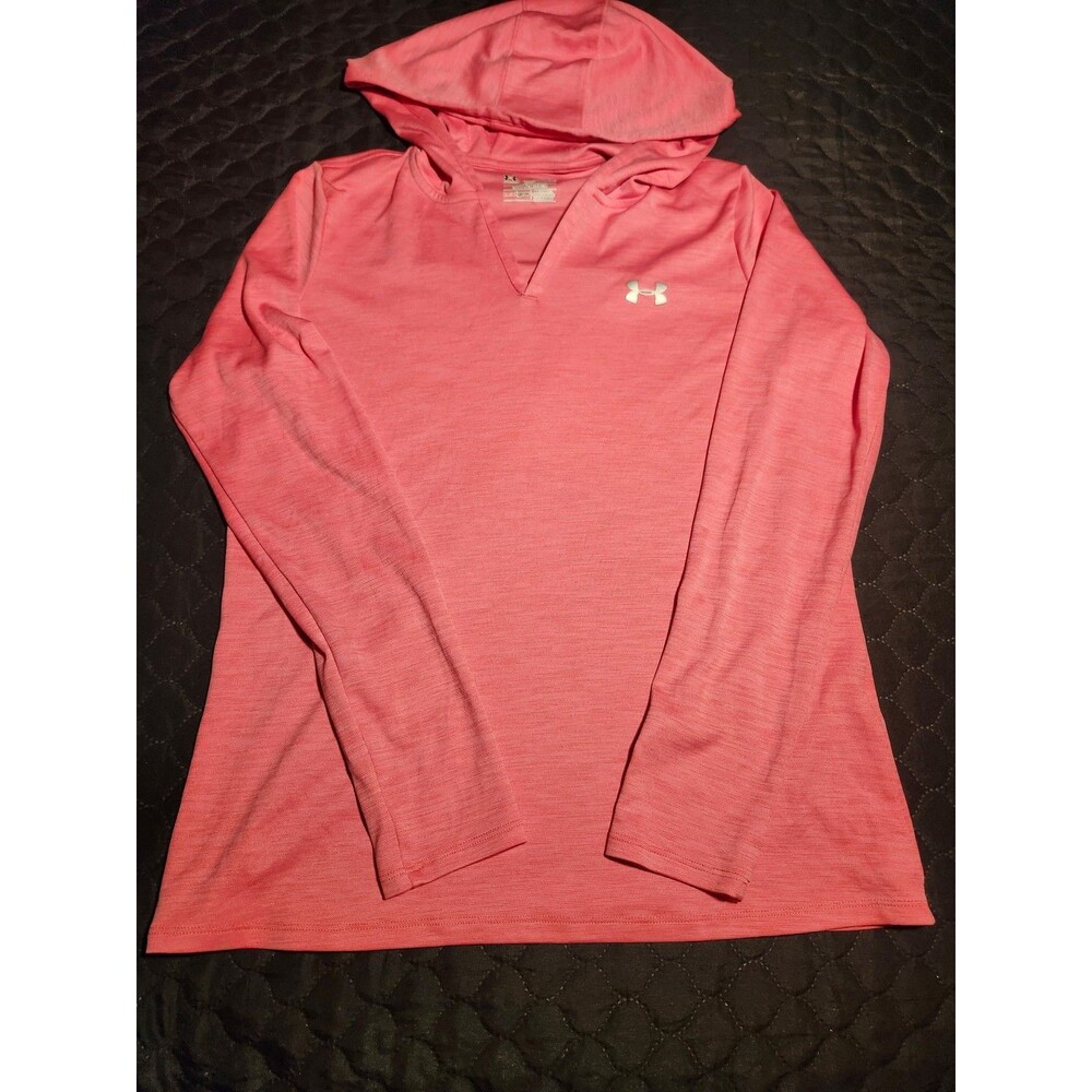 Under Armour Heat-Gear Loose Fit Pink Pullover Hoodie Size Medium #103
